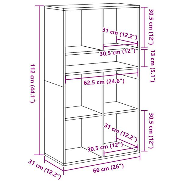 vidaXL Βιβλιοθήκη Παλαιό Ξύλο 66x31x112 εκ. Επεξεργ. Ξύλο