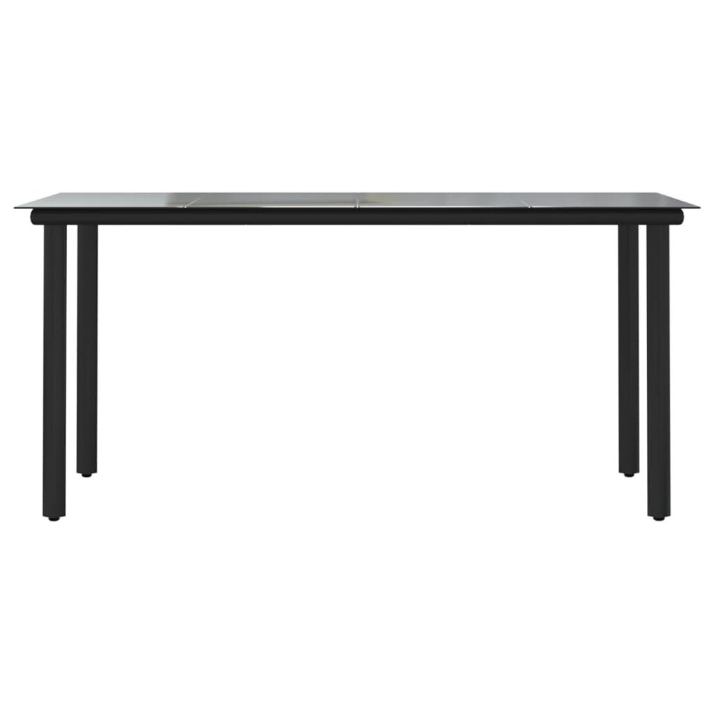 vidaXL Τραπεζαρία Κήπου Μαύρη 160 x 80 x 74 εκ. Ατσάλι / Ψημένο Γυαλί