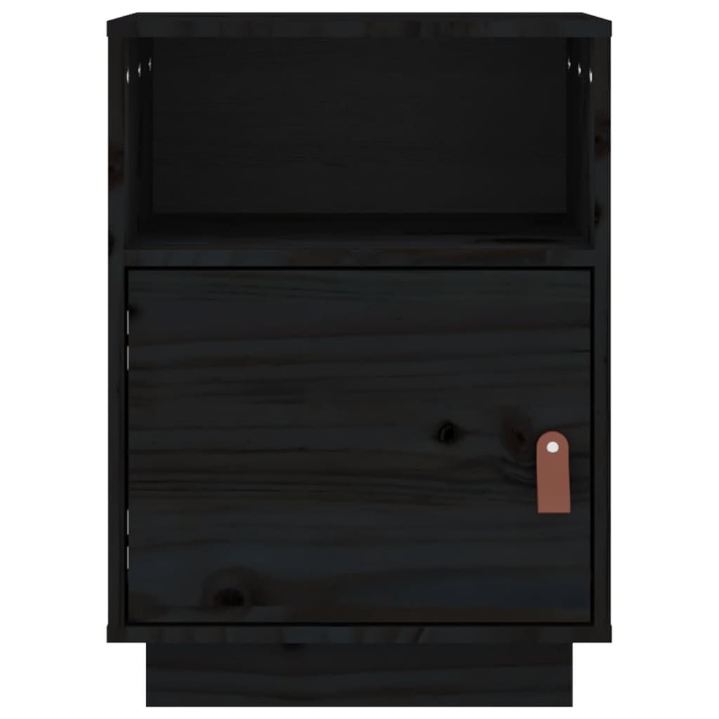 vidaXL Κομοδίνα 2 τεμ. Μαύρα40x34x55 εκ. από Μασίφ Ξύλο Πεύκου
