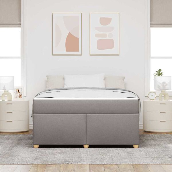 vidaXL Σκελετός Κρεβατιού με στρώμα Taupe 140 x 200 cm ύφασμα
