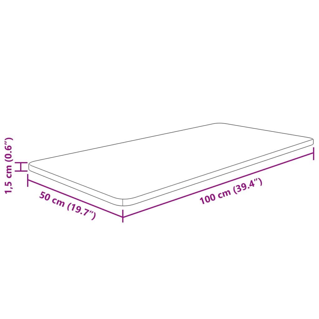 vidaXL Πάγκος Μπάνιου 100x50x1,5 εκ. Ακατέργαστο Μασίφ Ξύλο