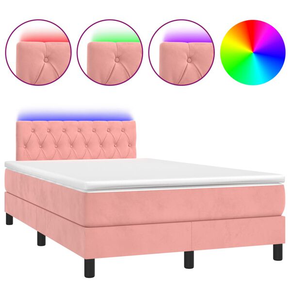 vidaXL &Kappa;&rho;&epsilon;&beta;ά&tau;&iota; Boxspring &mu;&epsilon; &Sigma;&tau;&rho;ώ&mu;&alpha; & LED &Rho;&omicron;&zeta; 120x190 &epsilon;&kappa;. &Beta;&epsilon;&lambda;&omicron;ύ&delta;&iota;&nu;&omicron;