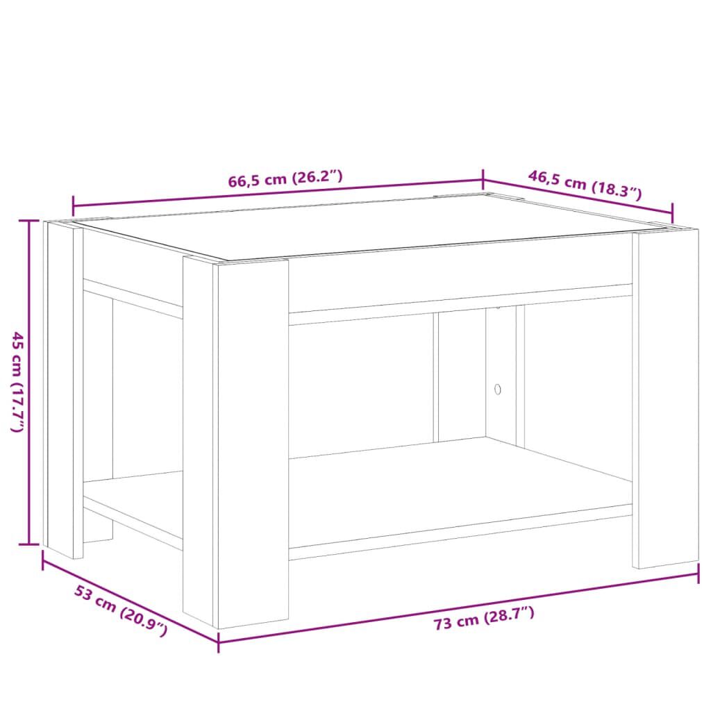 vidaXL Τραπεζάκι Σαλονιού με LED Γκρι 73x53x45 εκ. Επεξεργασμένο Ξύλο