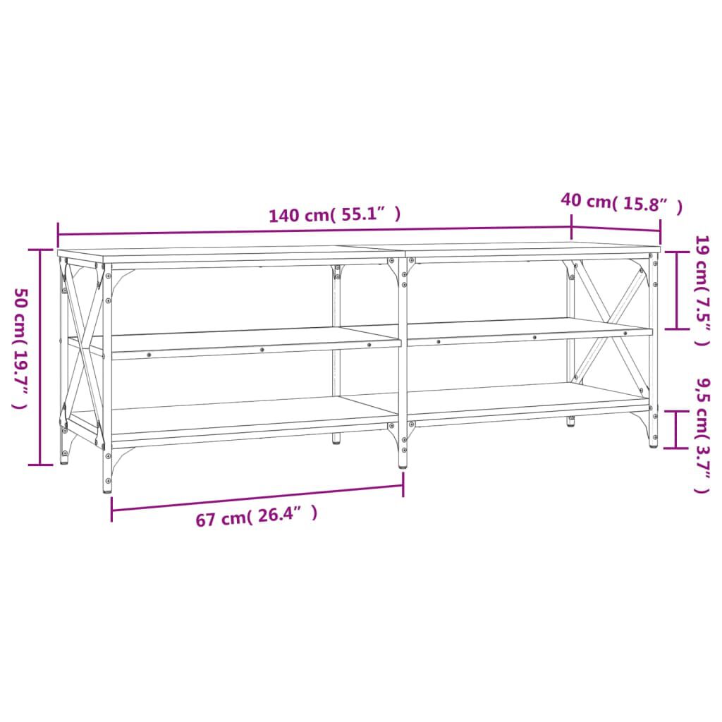 vidaXL Έπιπλο Τηλεόρασης Γκρι Sonoma 140x40x50 εκ. από Επεξεργ. Ξύλο