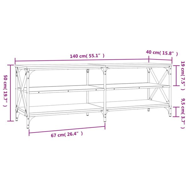 vidaXL Έπιπλο Τηλεόρασης Γκρι Sonoma 140x40x50 εκ. από Επεξεργ. Ξύλο