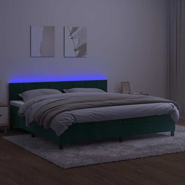 vidaXL &Kappa;&rho;&epsilon;&beta;ά&tau;&iota; Boxspring &mu;&epsilon; &Sigma;&tau;&rho;ώ&mu;&alpha; & LED &Sigma;&kappa;. &Pi;&rho;ά&sigma;&iota;&nu;&omicron; 200x200&epsilon;&kappa; &Beta;&epsilon;&lambda;&omicron;ύ&delta;&omicron;