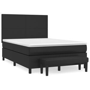 vidaXL Κρεβάτι Boxspring με Στρώμα Μαύρο 140x190εκ.από Συνθετικό Δέρμα