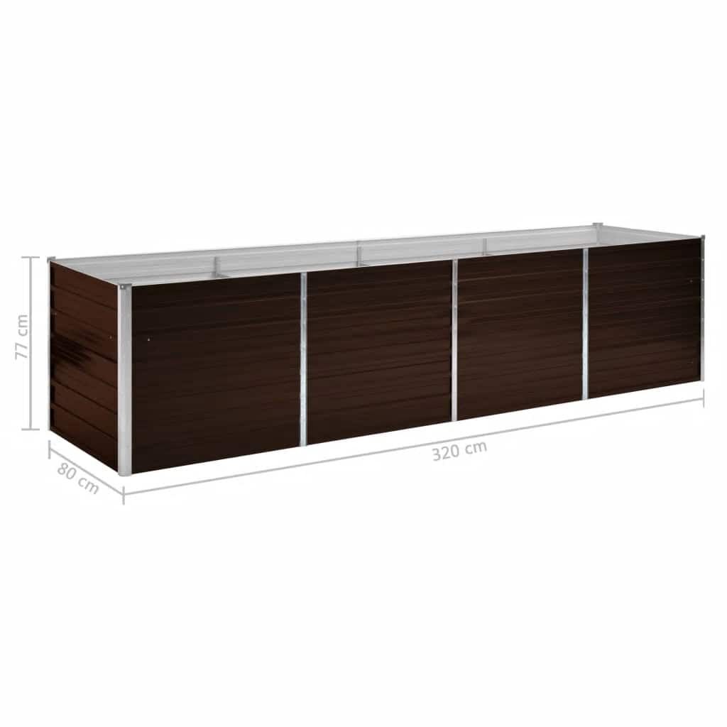 vidaXL Ζαρντινιέρα Υπερυψωμένη Καφέ 320x80x77 εκ. Γαλβανισμ. Χάλυβας