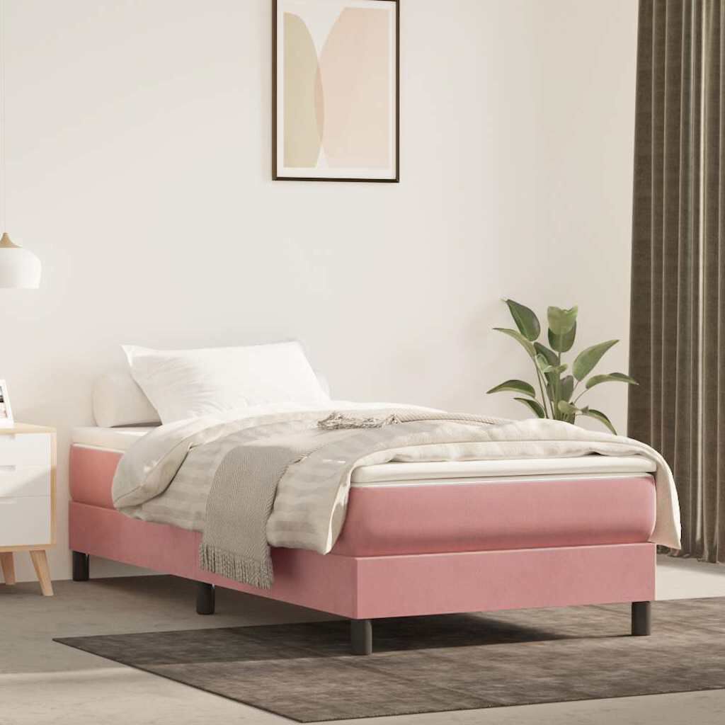 vidaXL Στρώμα με Pocket Springs Ροζ 80x220x20 εκ. Βελούδινο