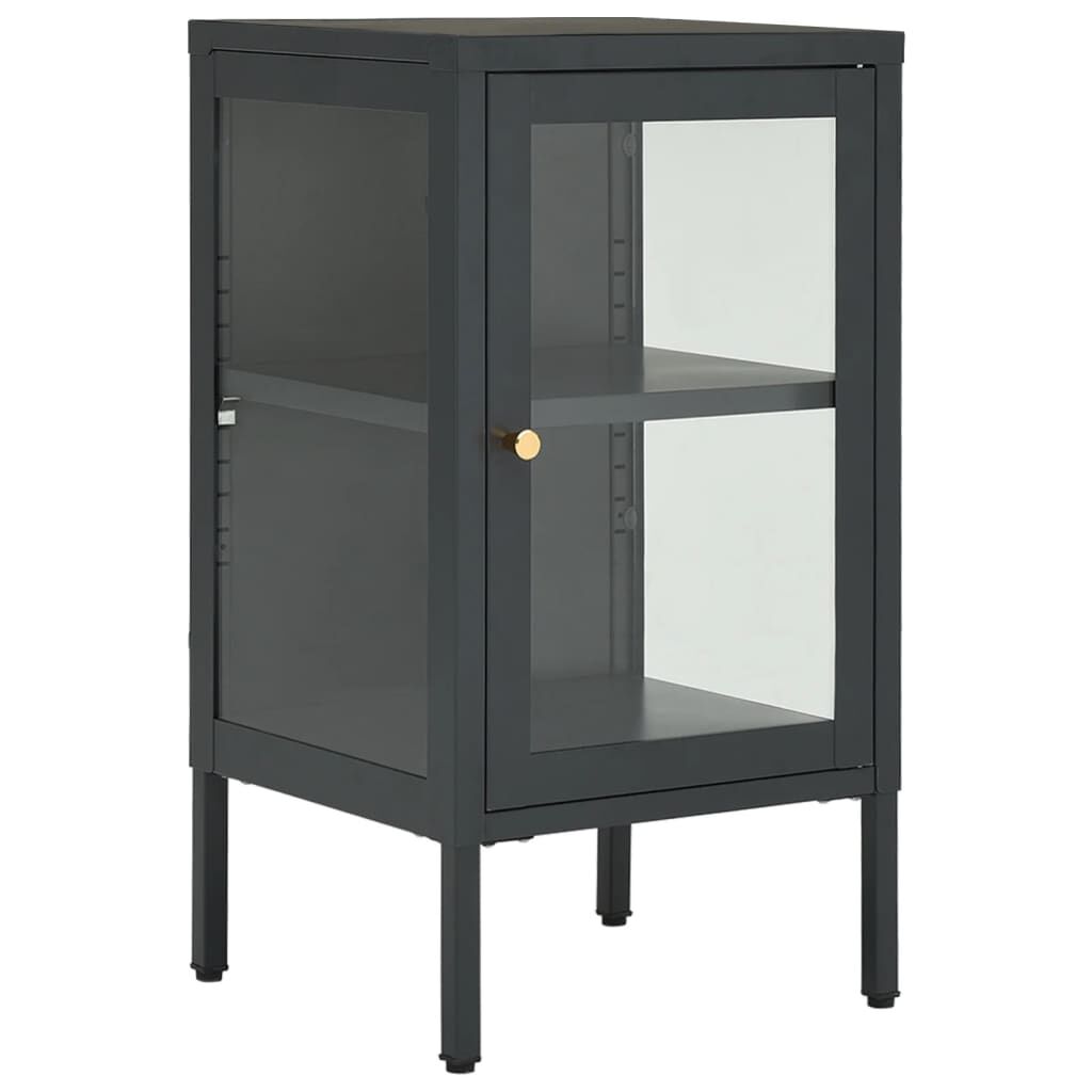 vidaXL Μπουφές Ανθρακί 38 x 35 x 70 εκ. από Ατσάλι και Γυαλί