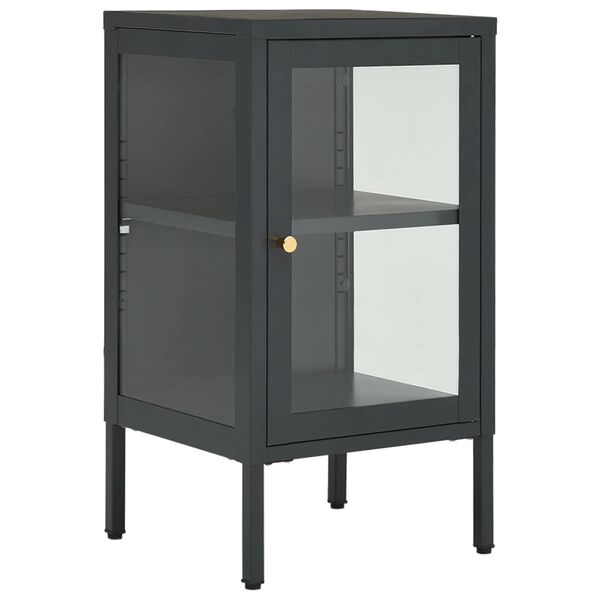vidaXL Μπουφές Ανθρακί 38 x 35 x 70 εκ. από Ατσάλι και Γυαλί