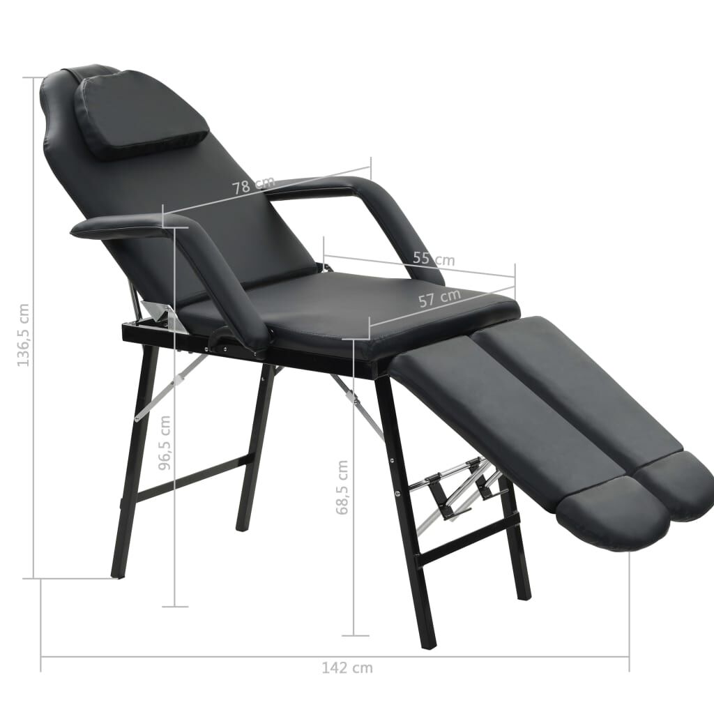vidaXL Καρέκλα Αισθητικής Φορητή Μαύρη 185x78x76 εκ. Συνθετικό Δέρμα