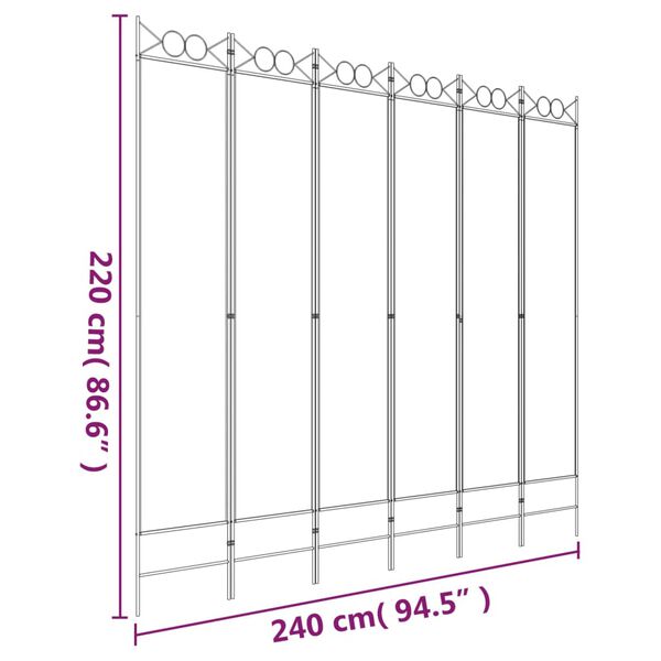 vidaXL Διαχωριστικό Δωματίου με 6 Πάνελ Καφέ 240x220 εκ. από Ύφασμα