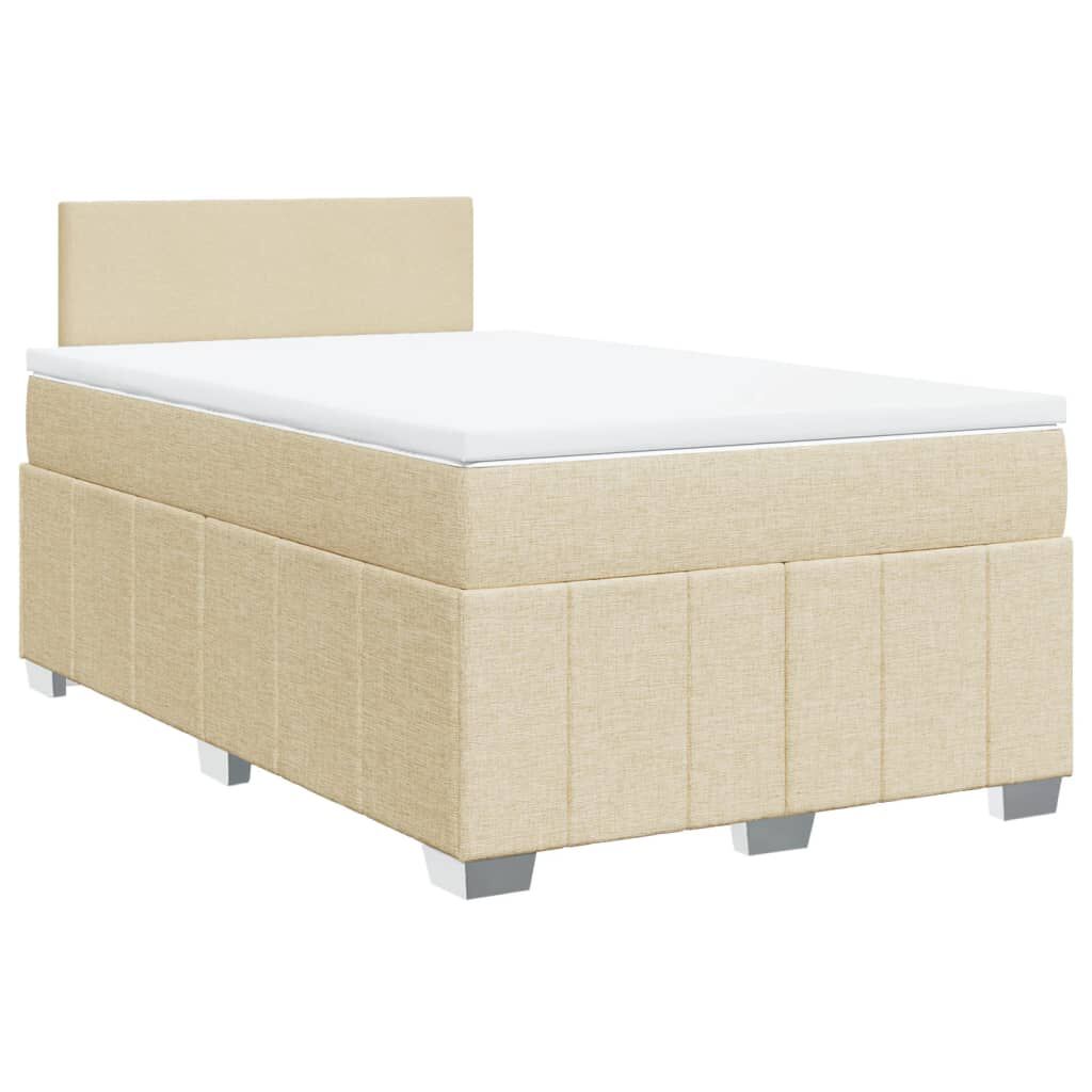 vidaXL Κρεβάτι Boxspring με Στρώμα Κρεμ 120x190 εκ. Υφασμάτινο