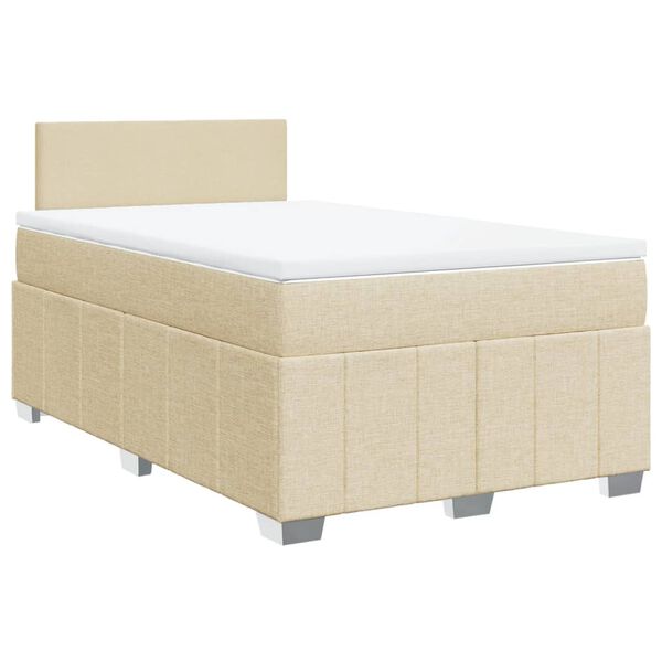 vidaXL Κρεβάτι Boxspring με Στρώμα Κρεμ 120x190 εκ. Υφασμάτινο
