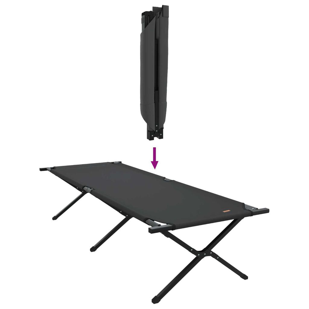 vidaXL Αναδιπλούμενο Κρεβάτι Κάμπινγκ 2 pcs Μαύρο Ύφασμα Oxford
