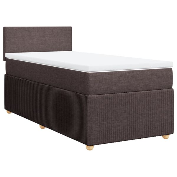 vidaXL Κρεβάτι Boxspring με Στρώμα Σκούρο Καφέ 80x200 εκ. Υφασμάτινο