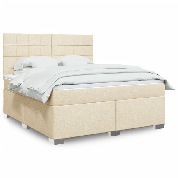 vidaXL &Kappa;&rho;&epsilon;&beta;ά&tau;&iota; Boxspring &mu;&epsilon; &Sigma;&tau;&rho;ώ&mu;&alpha; &Kappa;&rho;&epsilon;&mu; 180x200 &epsilon;&kappa;. &Upsilon;&phi;&alpha;&sigma;&mu;ά&tau;&iota;&nu;&omicron;
