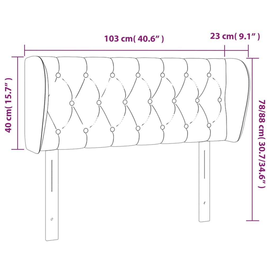 vidaXL Κεφαλάρι με Πτερύγια Ανοιχτό Γκρι 103x23x78/88 εκ. Βελούδινο