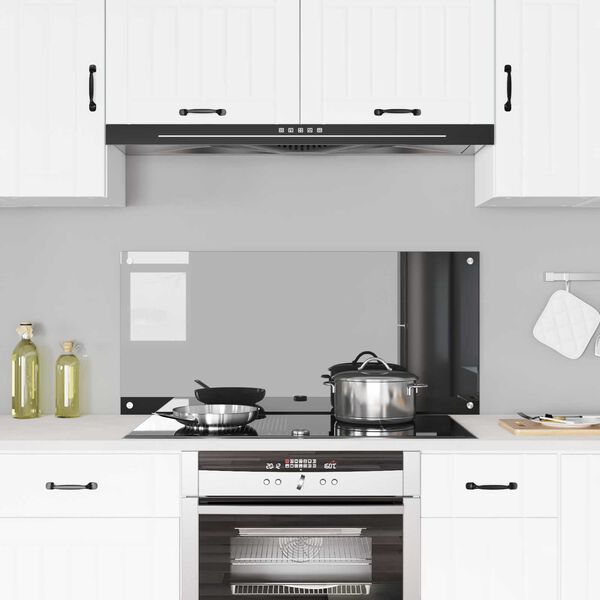 vidaXL Κουζίνα Πίσω τοίχος Σκούρο γκρι 110x50x0,6 εκ Γυαλί Tempered