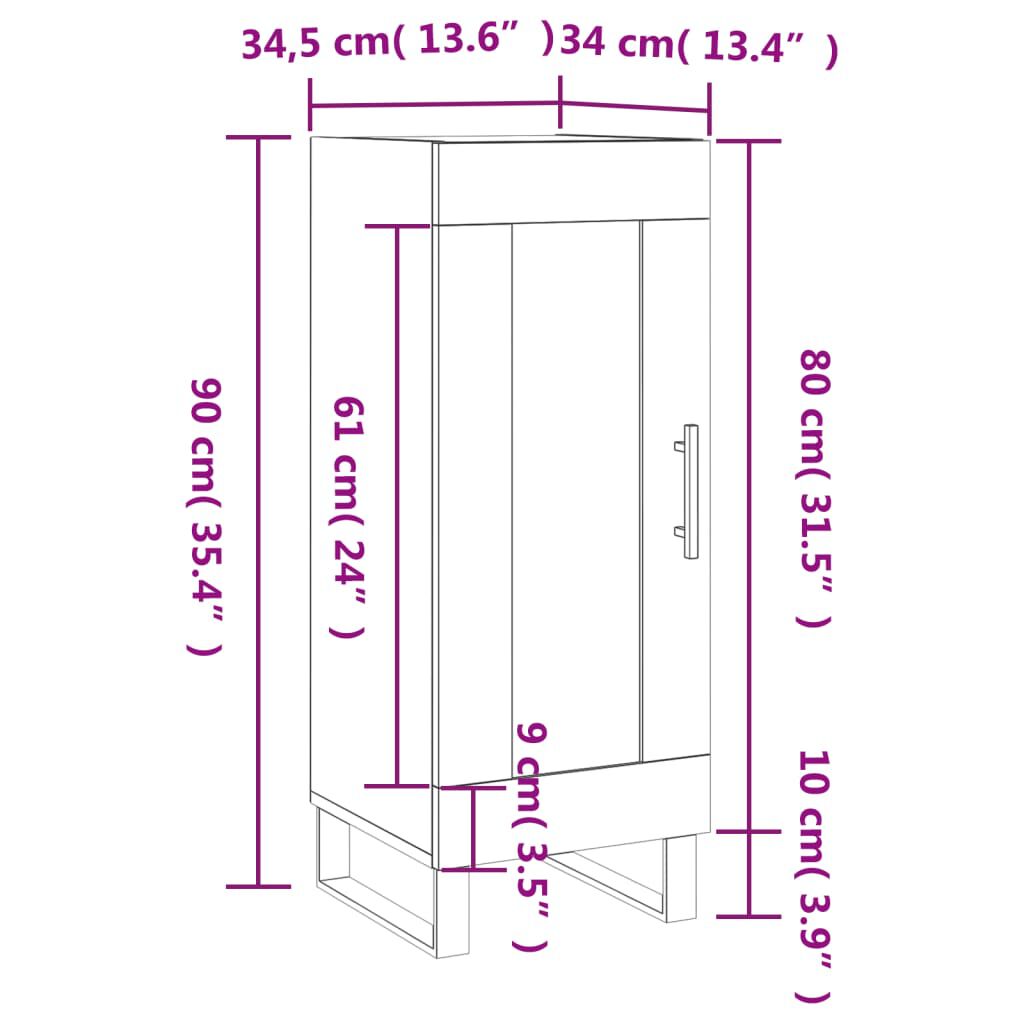 vidaXL Ντουλάπι Γκρι Sonoma 34,5x34x90 εκ. από Επεξεργασμένο Ξύλο