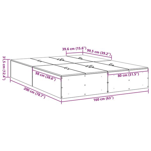 vidaXL Κρεβάτι Αποθήκευσης Ξύλου Sonoma 160 x 200 εκ