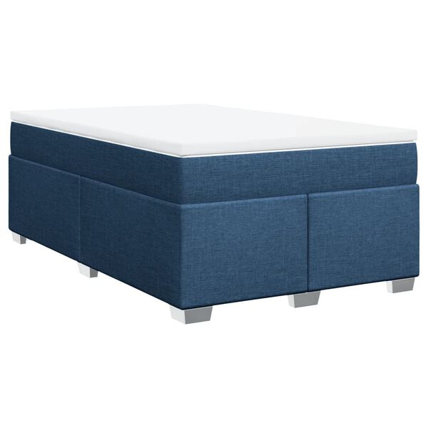 vidaXL Κρεβάτι Boxspring με Στρώμα Μπλε 120x190 εκ. Υφασμάτινο