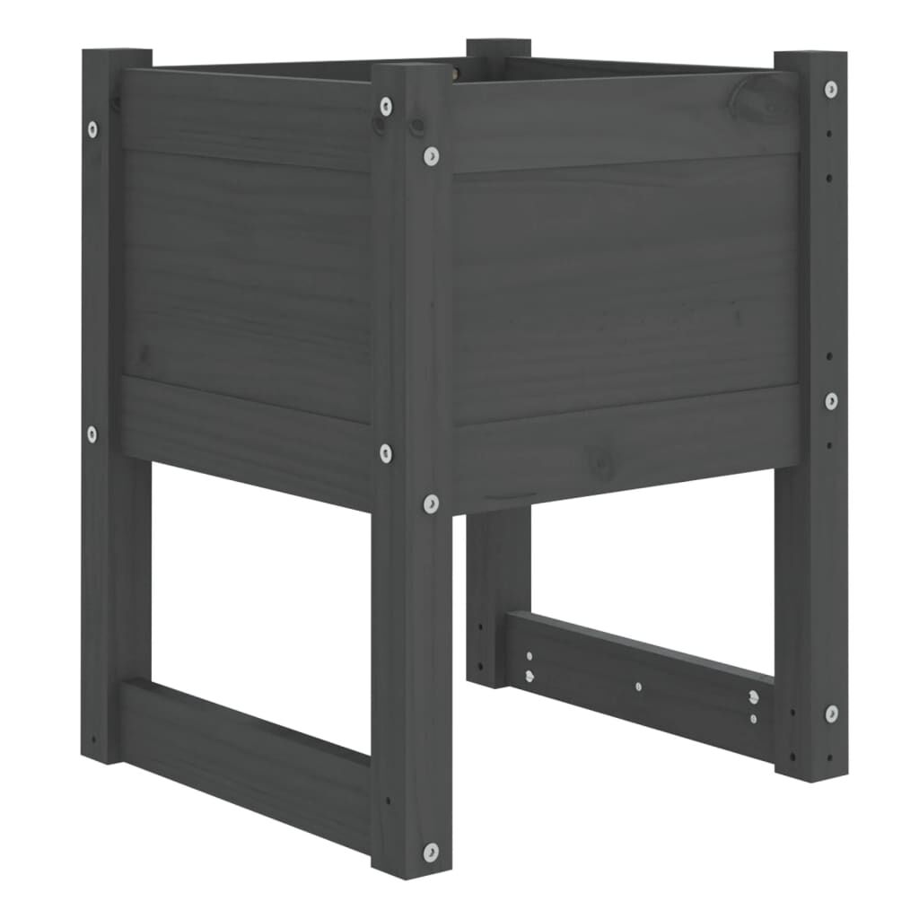 vidaXL Ζαρντινιέρα Γκρι 40 x 40 x 52,5 εκ. από Μασίφ Ξύλο Πεύκου