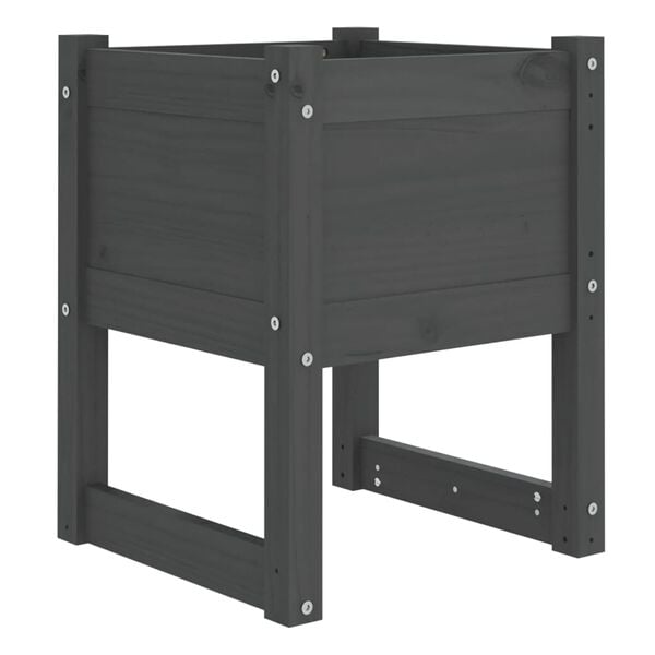 vidaXL Ζαρντινιέρα Γκρι 40 x 40 x 52,5 εκ. από Μασίφ Ξύλο Πεύκου