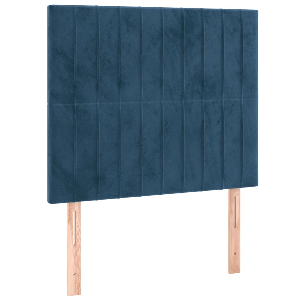 vidaXL Κρεβάτι Boxspring με Στρώμα & LED Σκ. Μπλε 90x190 εκ. Βελούδινο