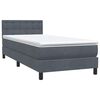 vidaXL Κρεβάτι Boxspring με Στρώμα & LED Σκούρο γκρι 80x210 εκ. Βελούδινο