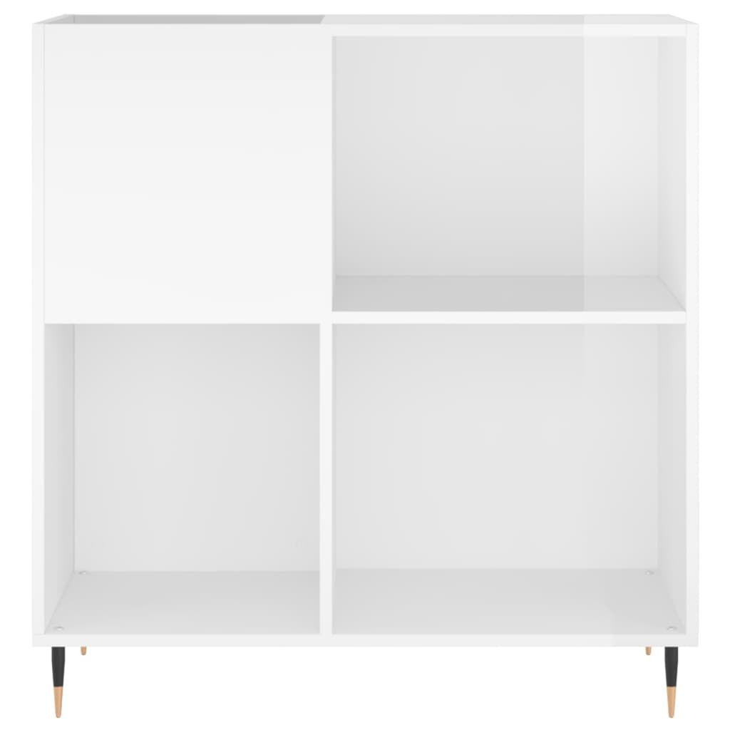 vidaXL Δισκοθήκη Γυαλιστερή Λευκή 84,5 x 38x 89 εκ. από Επεξεργ. Ξύλο
