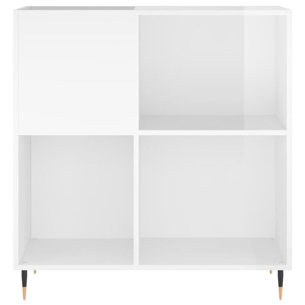 vidaXL Δισκοθήκη Γυαλιστερή Λευκή 84,5 x 38x 89 εκ. από Επεξεργ. Ξύλο