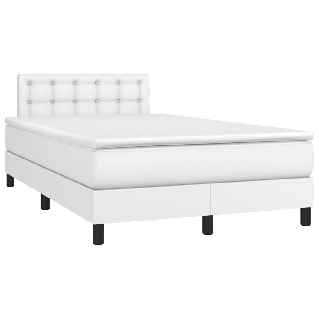 vidaXL Κρεβάτι Boxspring με Στρώμα Λευκό 120x200εκ.από Συνθετικό Δέρμα