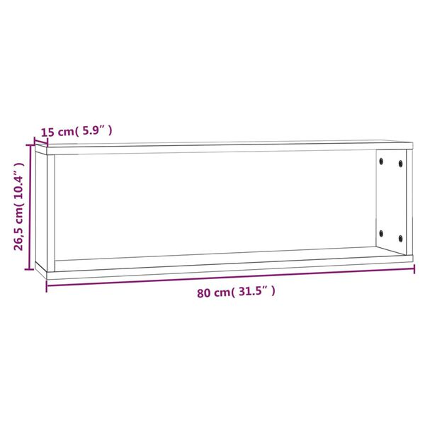 vidaXL Ραφιέρες Τοίχου Κύβοι 2 τεμ. Καπν. Δρυς 80x15x26,5 εκ. Επ. Ξύλο