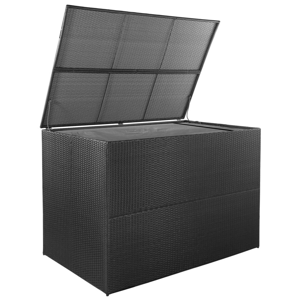vidaXL Μπαούλο Εξωτερικού Χώρου Μαύρο 150x100x100 εκ. Συνθετικό Ρατάν