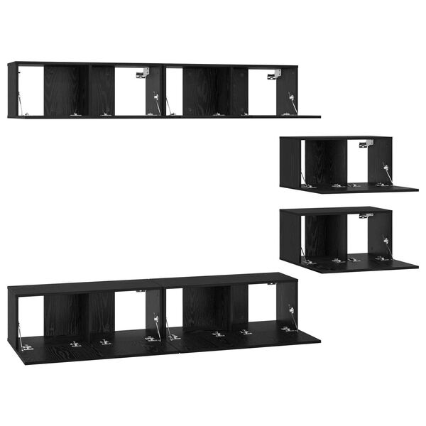 vidaXL Σετ επίπλου τηλεόρασης 6 pcs Μαύρη Οξυά 80 x 30 x 30.5 εκ Small