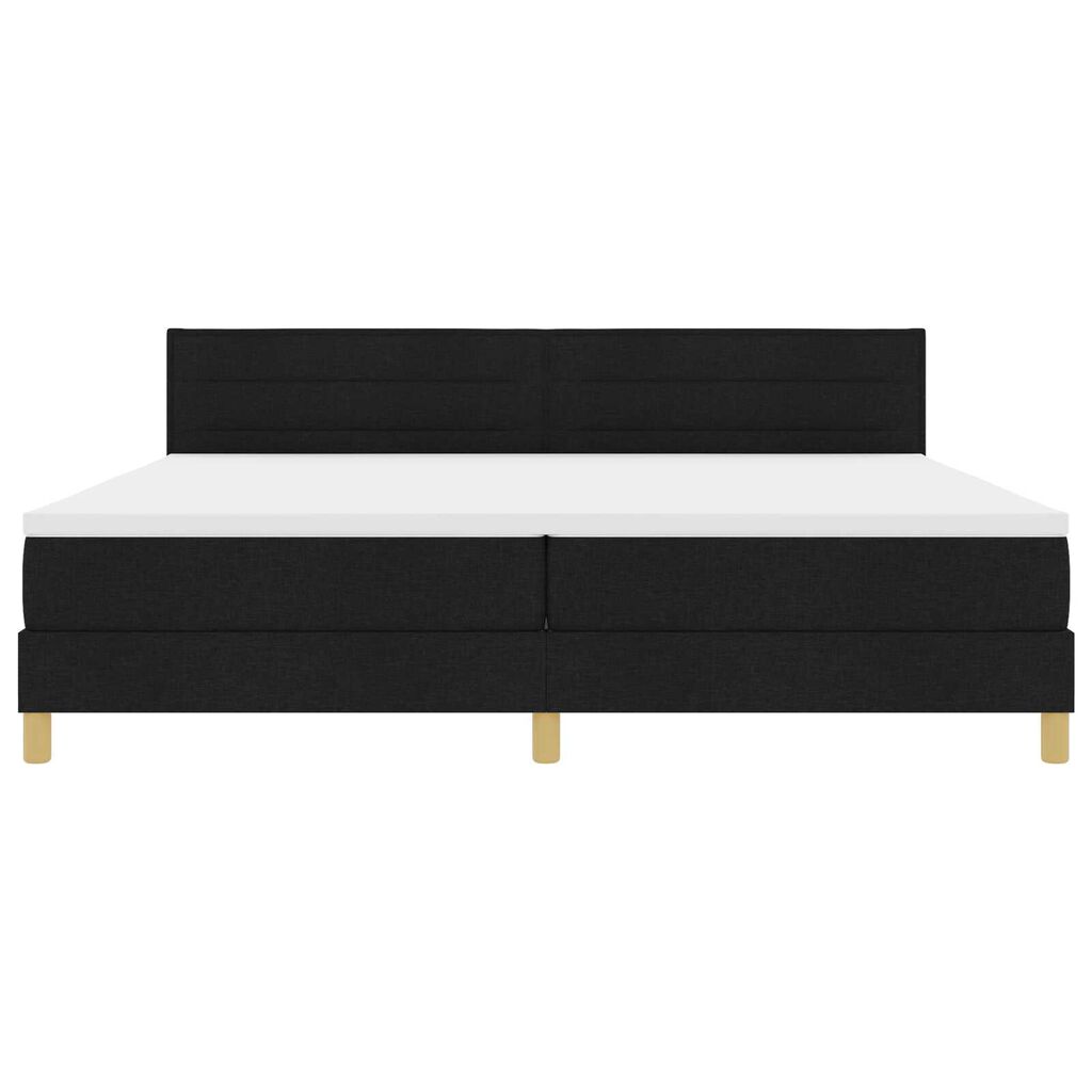 vidaXL Κρεβάτι Box Spring με Στρώμα & LED Μαύρο 200x200 εκ. Ύφασμα