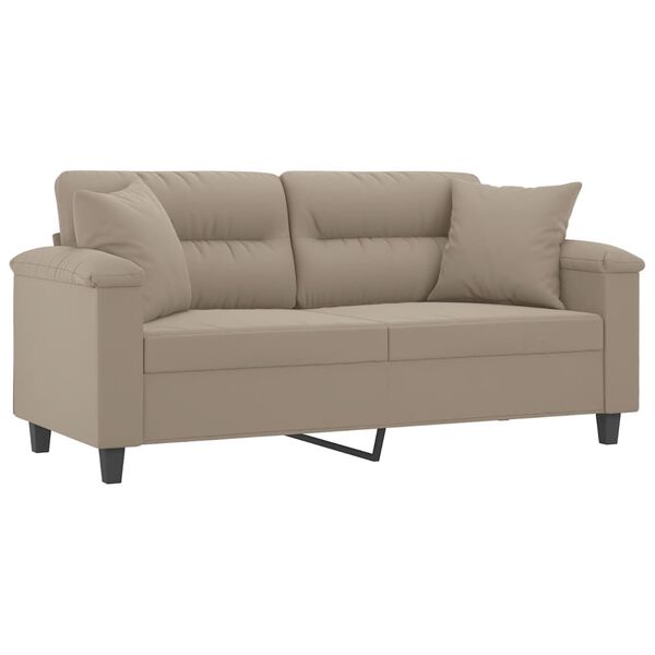 vidaXL Καναπές Διθέσιος Taupe 140 εκ. Ύφασμα Μικροϊνών με Μαξιλάρια