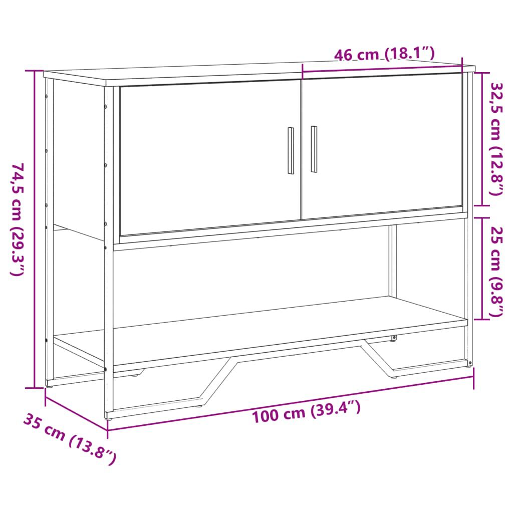 vidaXL Τραπέζι Κονσόλα Sonoma Δρυς 100x35x74,5 εκ. Επεξεργασμένο Ξύλο