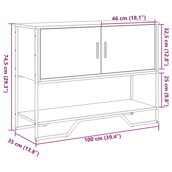 vidaXL Τραπέζι Κονσόλα Sonoma Δρυς 100x35x74,5 εκ. Επεξεργασμένο Ξύλο