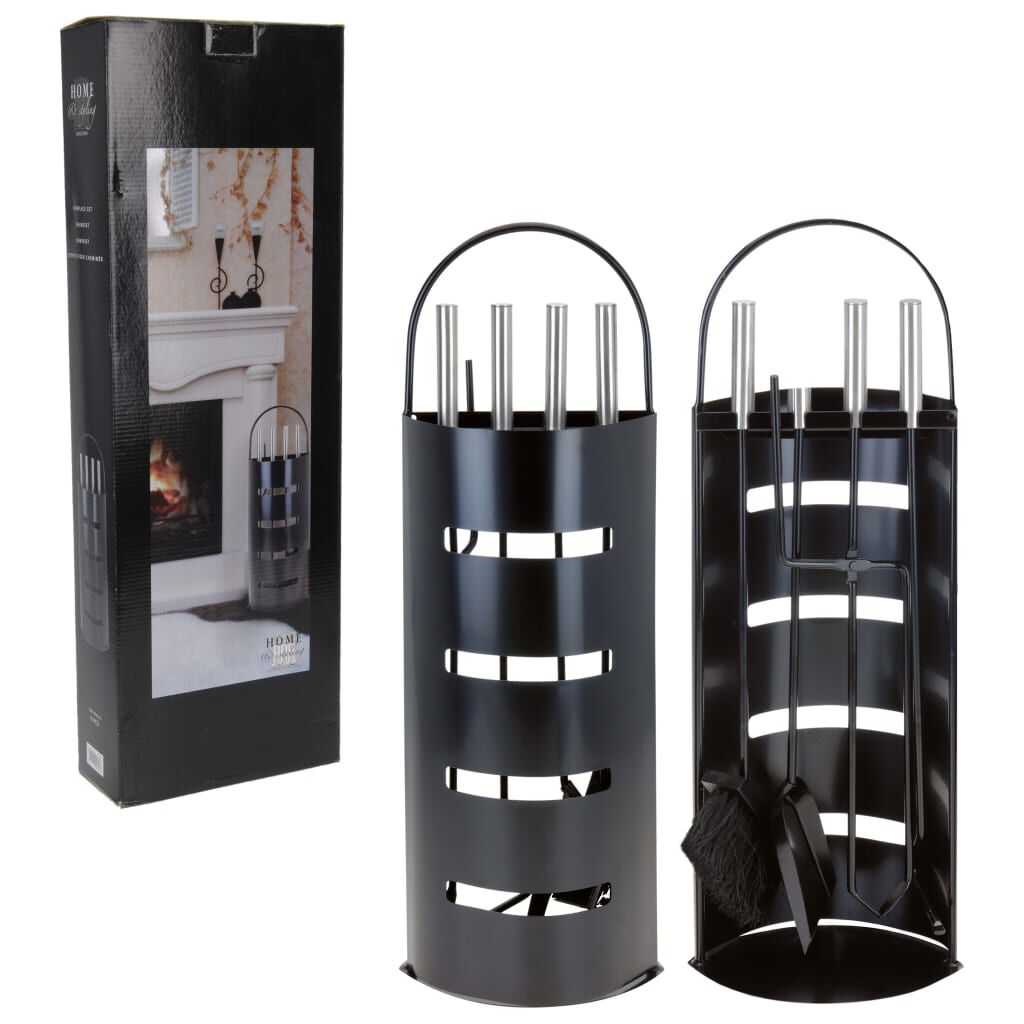 Home&Styling Σετ Εργαλείων Τζακιού Μαύρο Μεταλλικό