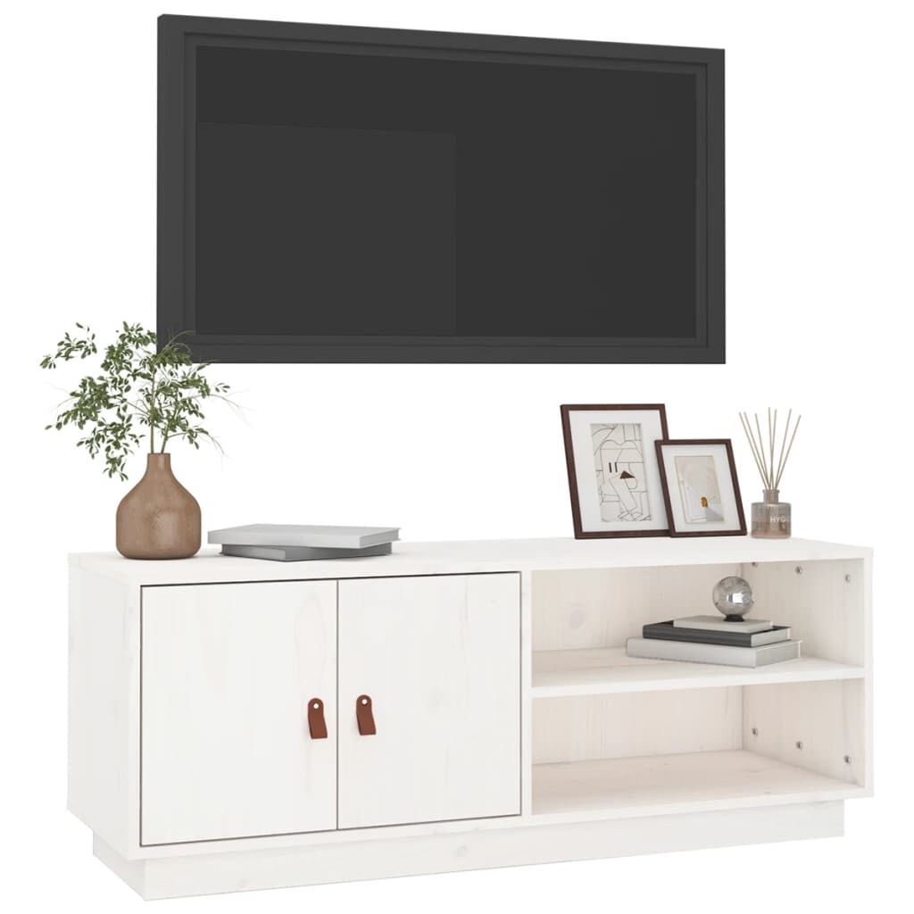 vidaXL Έπιπλο Τηλεόρασης Λευκό 105x34x40 εκ. από Μασίφ Ξύλο Πεύκου