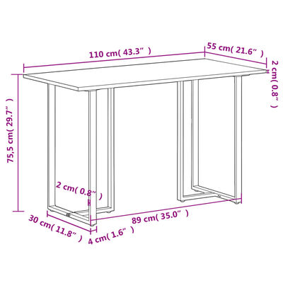 vidaXL Τραπεζαρία 110 x 55 x 75,5 εκ. από Μασίφ Ξύλο Μάνγκο