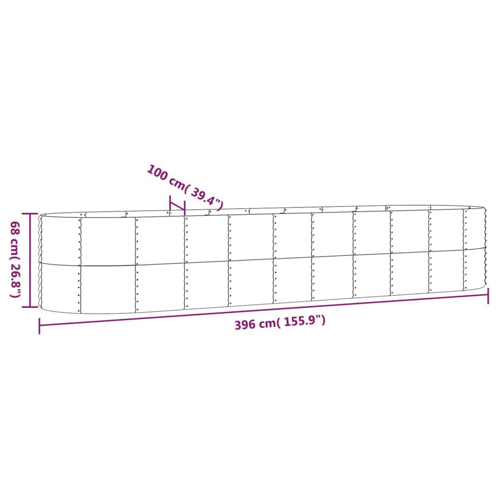 vidaXL Ζαρντινιέρα Ανθρακί 396x100x68εκ Ατσάλι με Ηλεκτρ. Βαφή Πούδρας