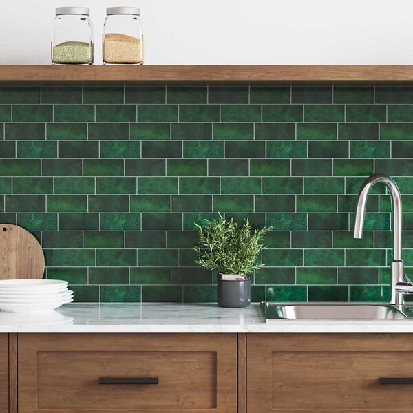 vidaXL Πλακάκι Subway 10 pcs Σκούρο Πράσινο 29.4 x 21.4 εκ.