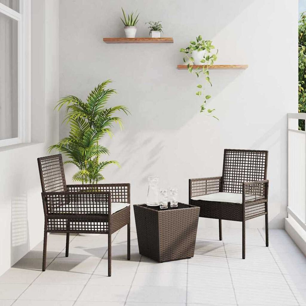 vidaXL Σετ Μπιστρό Κήπου 3 pcs Καφέ Πολυ ράταν