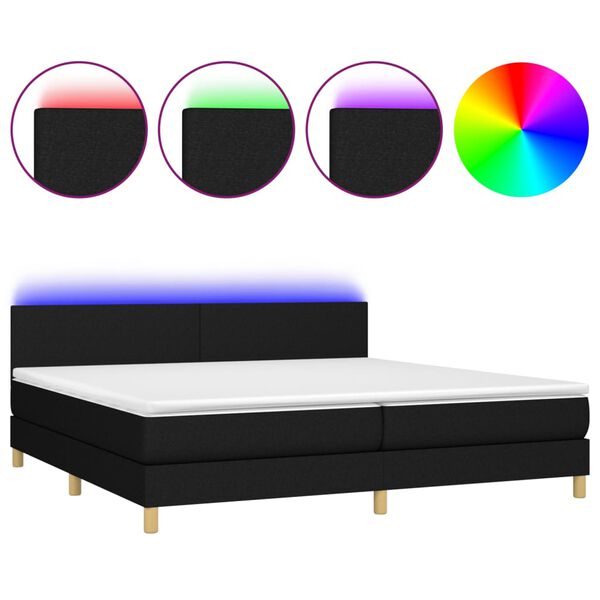 vidaXL &Kappa;&rho;&epsilon;&beta;ά&tau;&iota; Boxspring &mu;&epsilon; &Sigma;&tau;&rho;ώ&mu;&alpha; & LED &Mu;&alpha;ύ&rho;&omicron; 200x200 &epsilon;&kappa;. &Upsilon;&phi;&alpha;&sigma;&mu;ά&tau;&iota;&nu;&omicron;