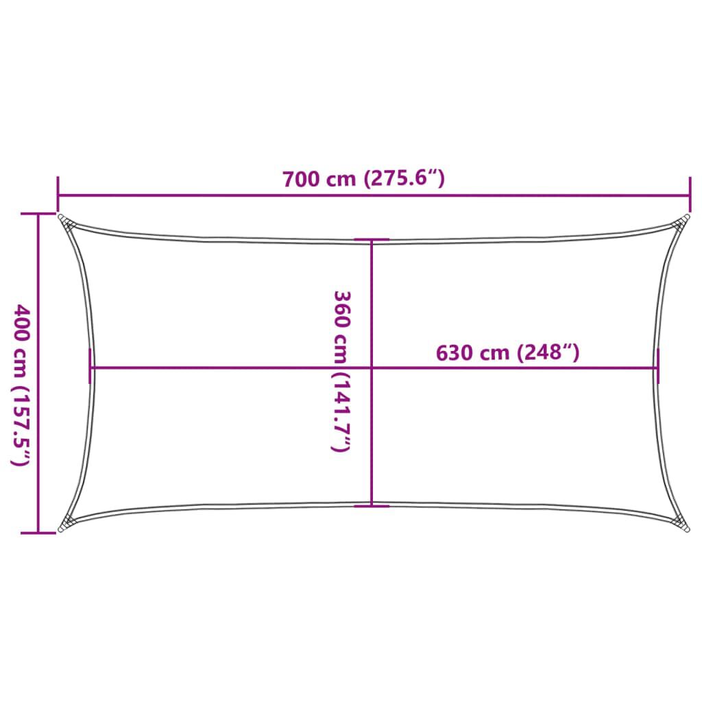 vidaXL Πανί Σκίασης Ανθρακί 4 x 7 μ. από HDPE 160 γρ./μ²