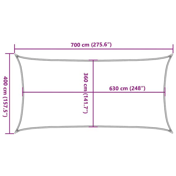 vidaXL Πανί Σκίασης Ανθρακί 4 x 7 μ. από HDPE 160 γρ./μ²